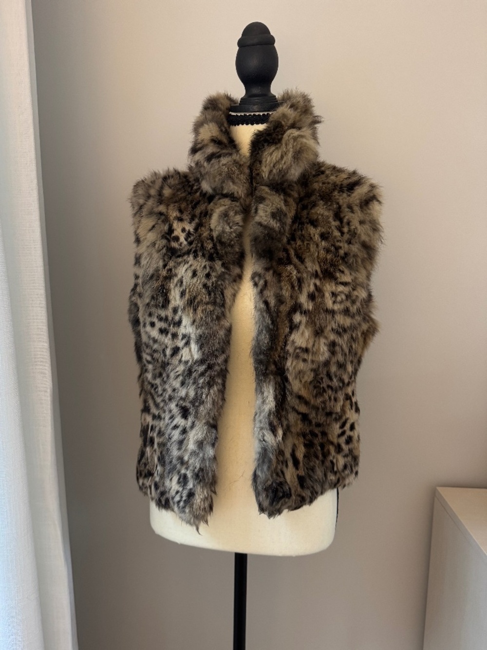 Adrienne Landau Leopard Rabbit Vest